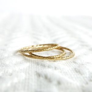 Dainty 18K Gold Filled Stacking Ring - Textured